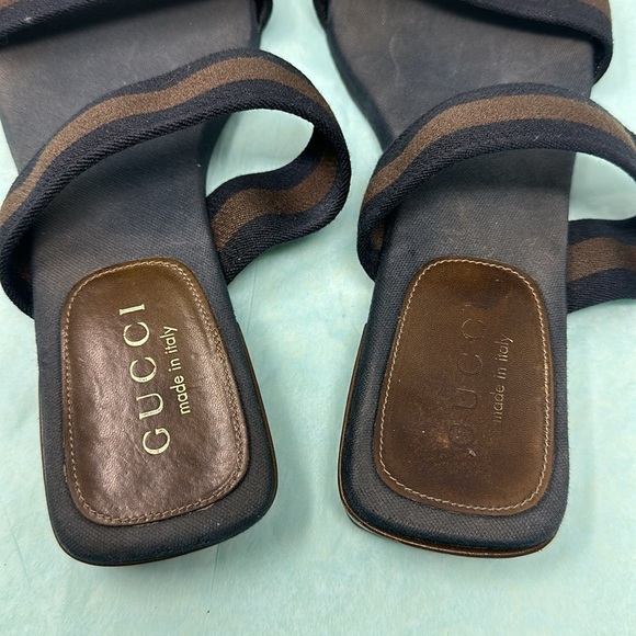 GUCCI Web Accent Canvas Slides Women's Size 36 - Picture 3 of 13
